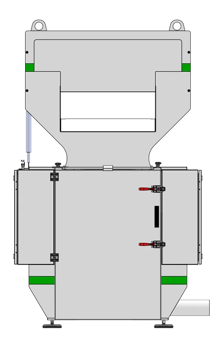 Custom discharge configuration for the GRAN 1 granulator