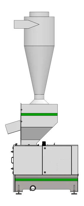 Cyclone feeding configuration for the GRAN 1 granulator