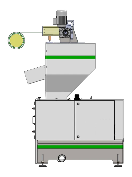 Roll and trim feeding configuration for the GRAN 1 granulator