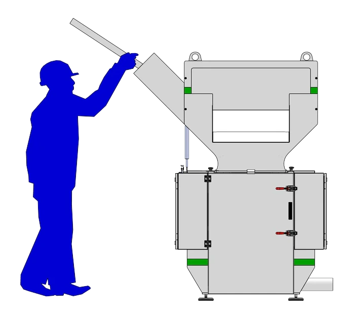 Side feeding configuration for the GRAN 1 granulator