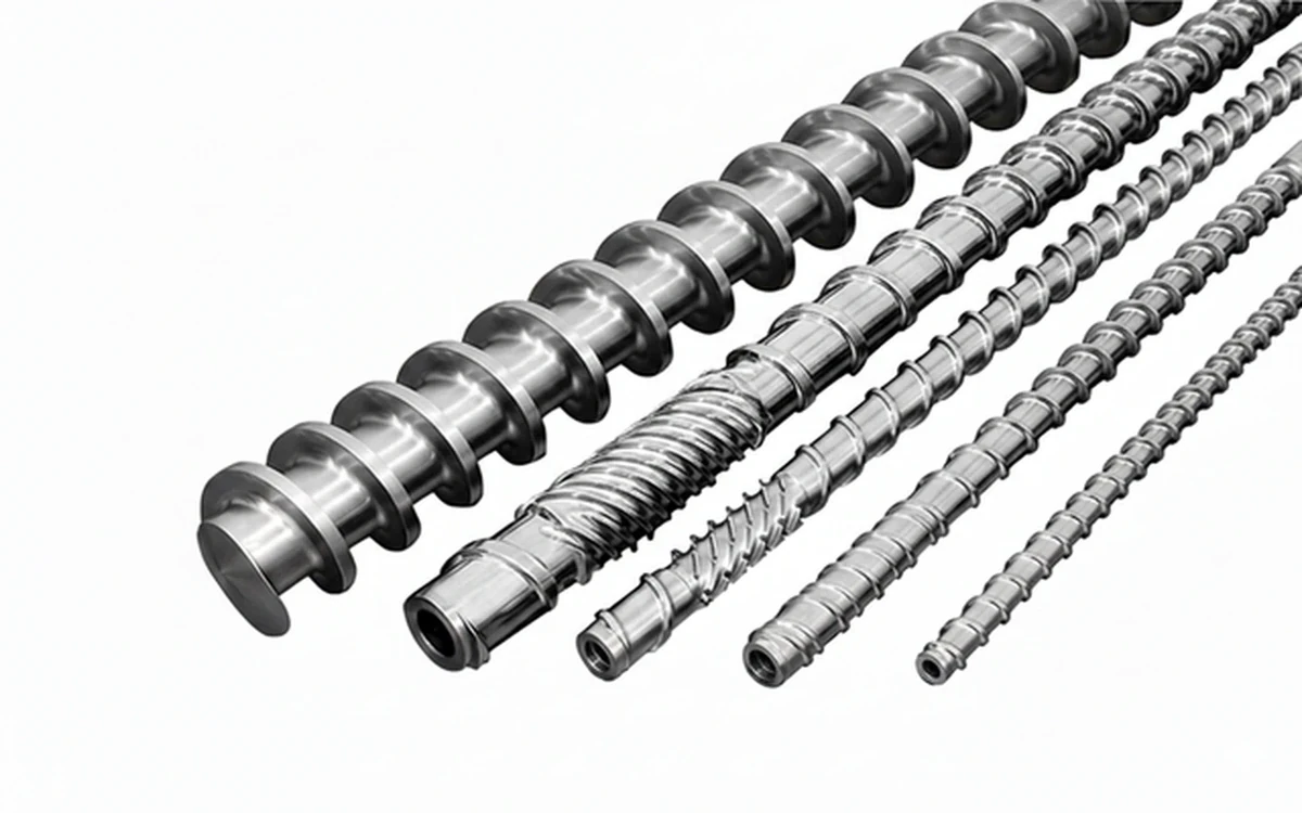 Set of extrusion screws in different diameters and geometries