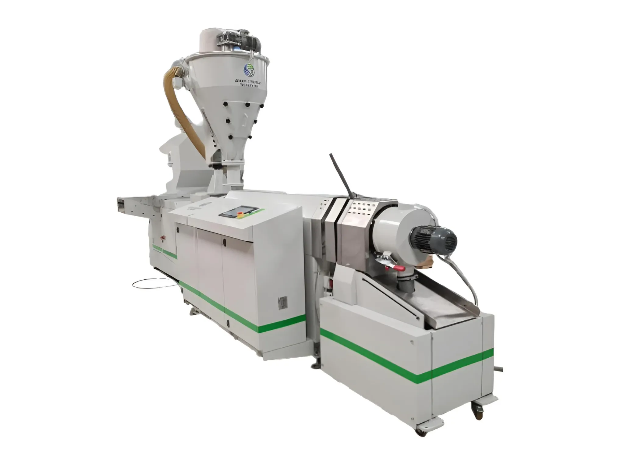 Green REC in-house recycling extruder with press feeder and die-face pelletizing unit