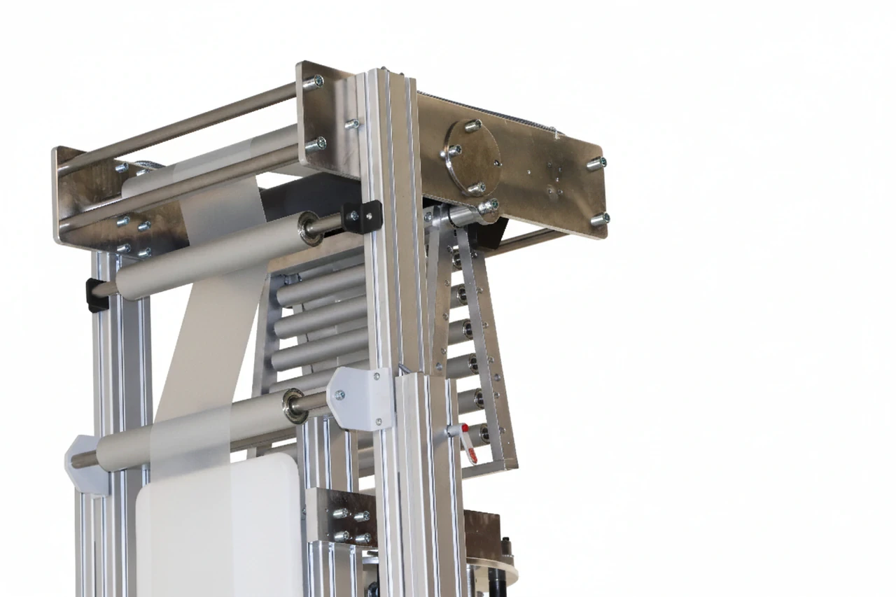 Take-off unit and collapsing frame of a LabEx laboratory blown film line