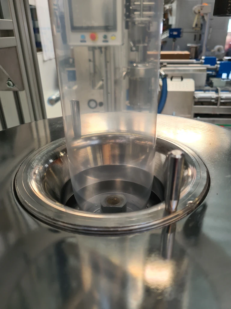 Close-up of the film bubble emerging from the air ring on a LabEx ABA line