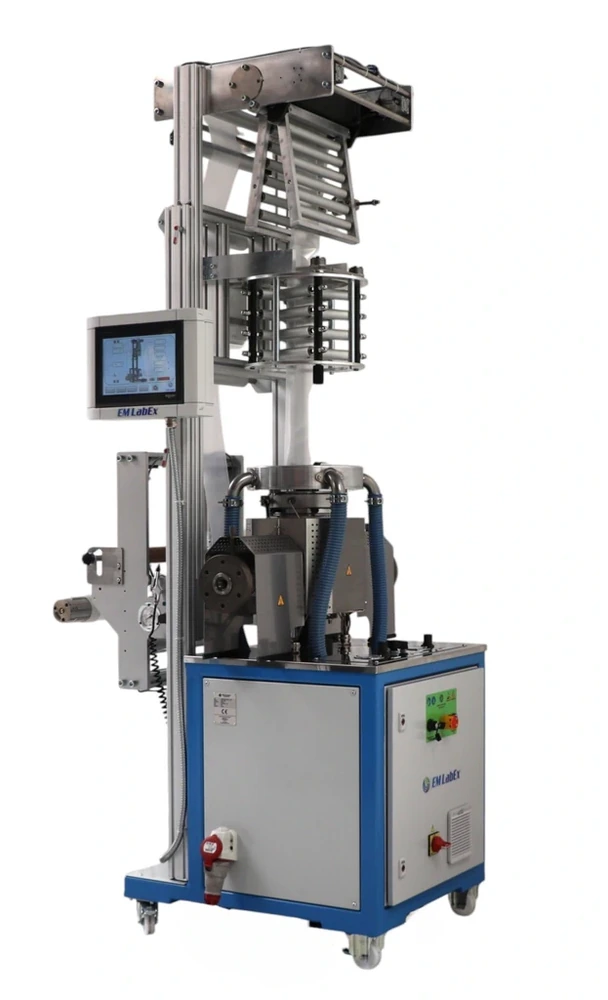 LabEx ABA laboratory blown film extruder with two extruders and three film layers