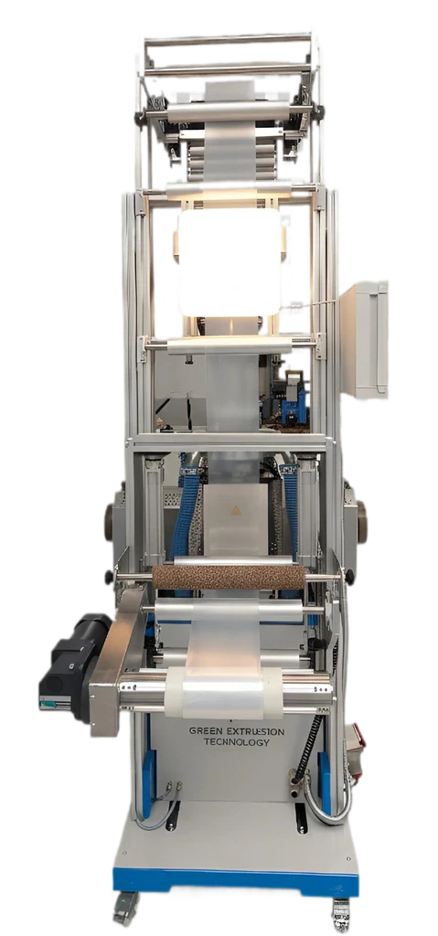 LabEx laboratory blown film unit with take off, collapsing frame and winder