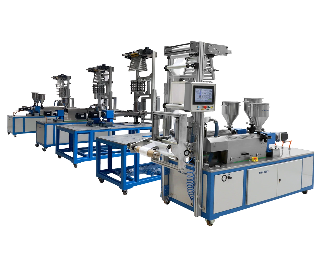 Multiple LabEx laboratory extruders during production and assembly in Denmark