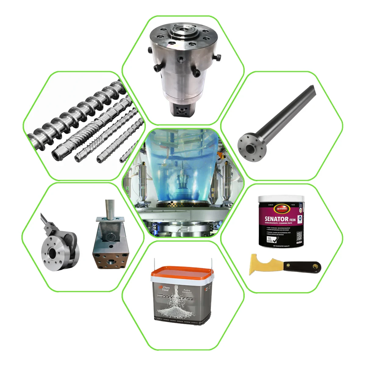 Overview of extrusion components, process accessories and consumables