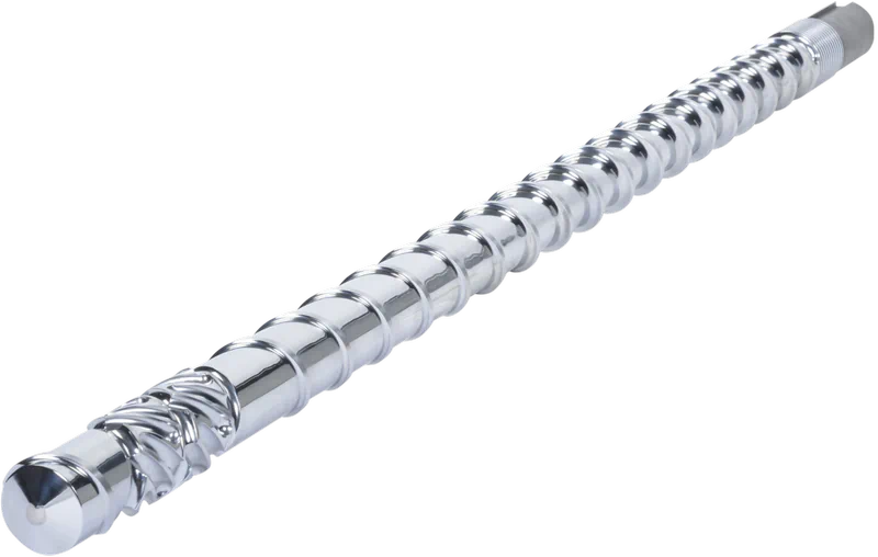 Extruder screw used for melting and mixing polymer pellets