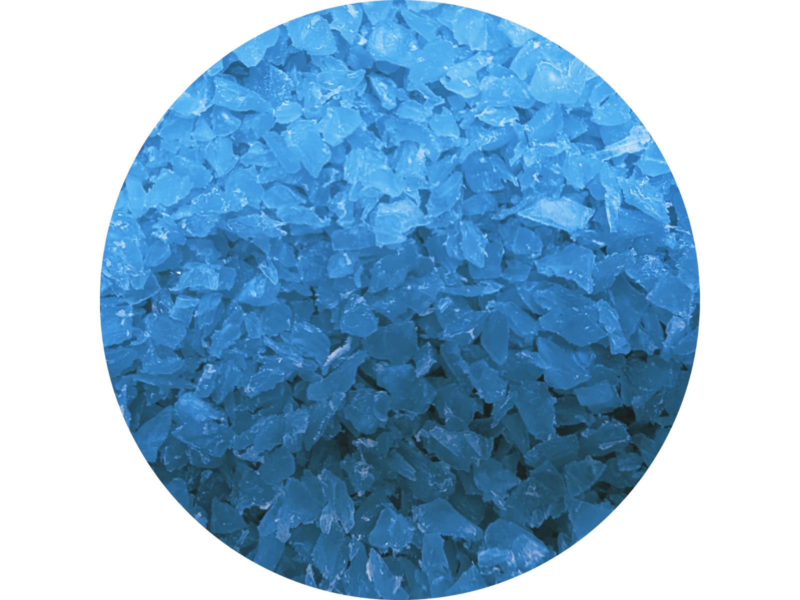 Blue plastic regrind produced on a Green Extrusion GRAN 1 granulator